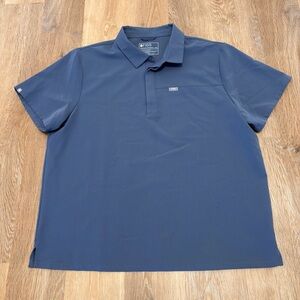 NWOT Figs Lima Polo Pale Blue Performance Stretch Scrub Top Mens XXL Hospital